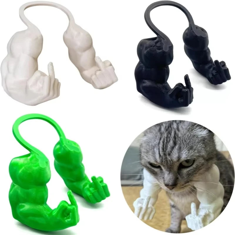 Middle Finger Cat Muscle Arm - 3D Printed Neck Arm Muscle Texture, Fun Pet Accessories, Halloween Cat Accessories