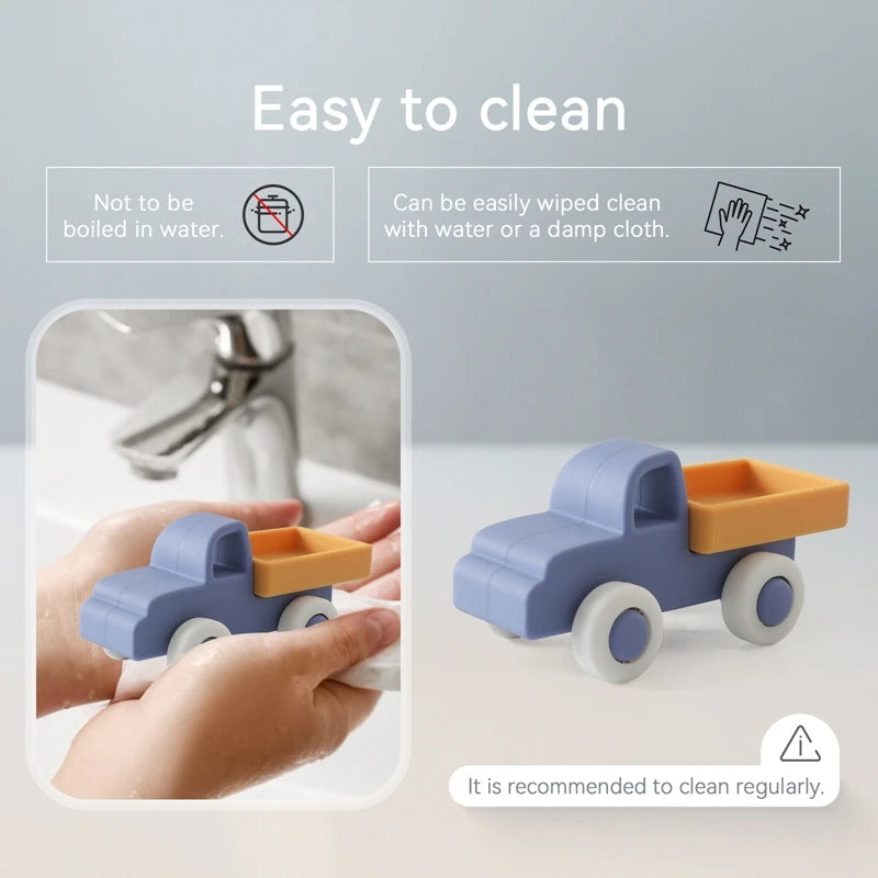 1PCS Silicone Car Building Block Toy Boys And Girls 0-12 Months Teething Toys Baby Hands Montessori Toys Children Christmas Gift