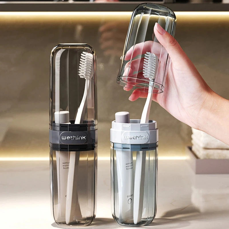 Portable Clear ToothbrushHard Shell All-in-One Organizer for Business Trips Gym Commute Hygienic Secure Design Travel Case