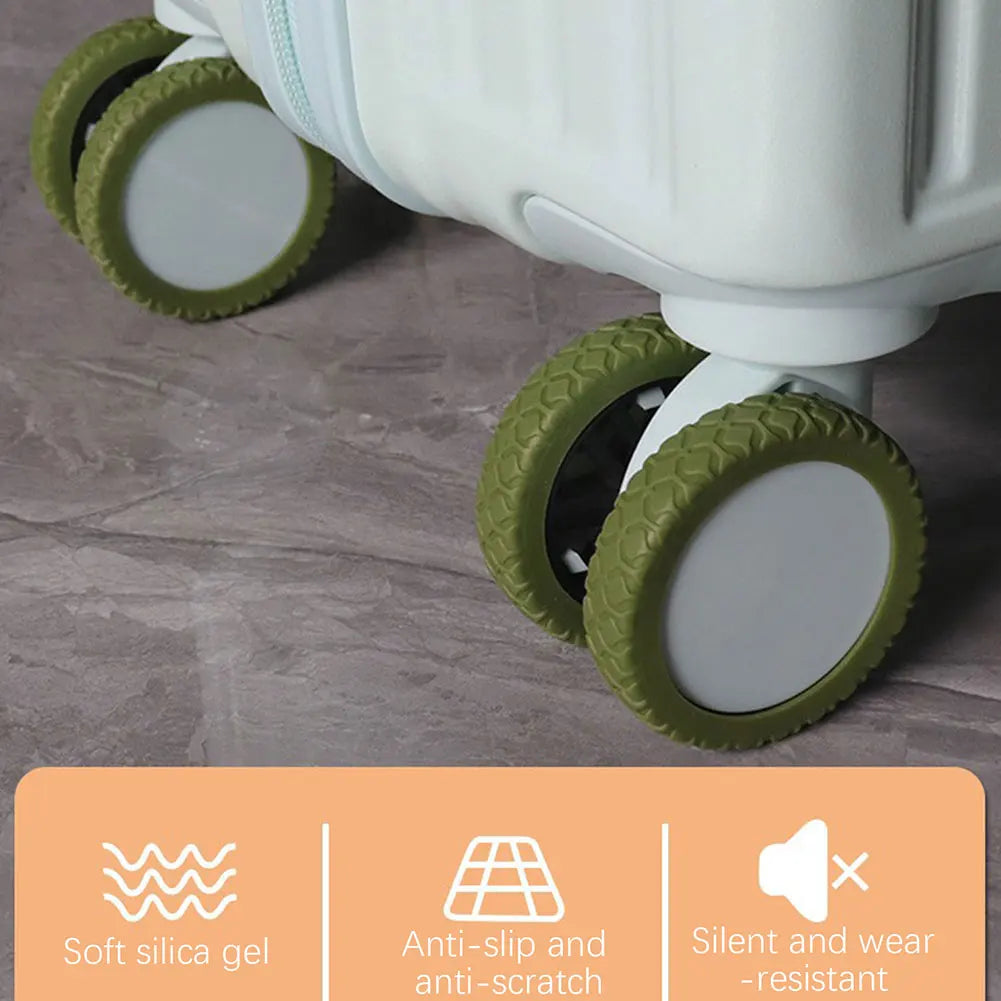 1-8Pcs Travel Luggage Caster Shoe Silicone Suitcase Wheels Protection Cover Silent Trolley Box Casters Cover Luggage Accessories