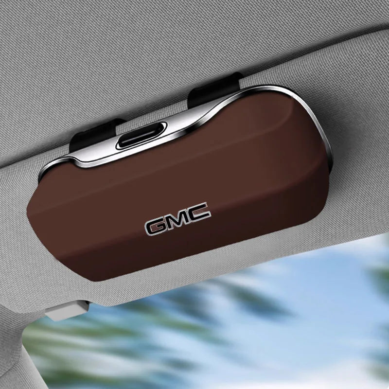 For GMC Car Sunglasses Holder, ABS Visor Glasses Case Clip Carbon Fiber Texture Car Sun Visor Glasses Box Storage