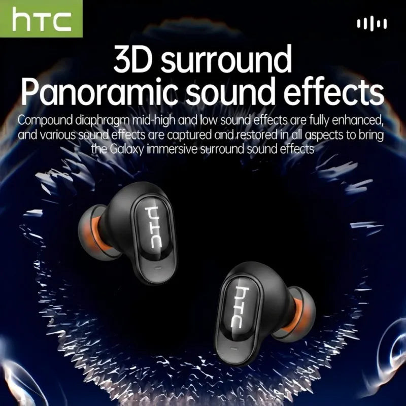 HTC NE79 Bluetooth Earphones Sports Gaming Long Battery Comfort Wireless Headphones Premium Sound Quality Soft In-ear Earbuds
