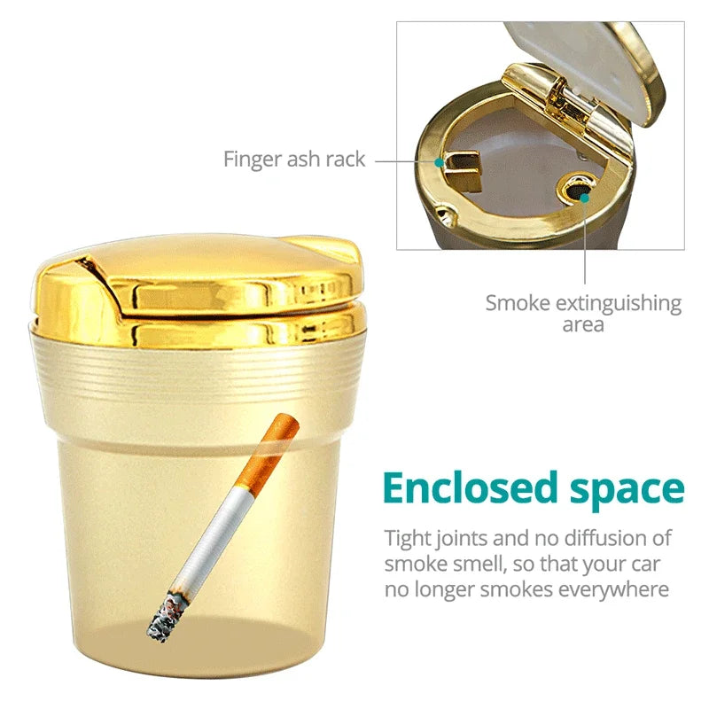 Universal Car Ashtray With Led Lights With Cover Creative Personality Covered Car Inside The Car multi-function Car Supplies New