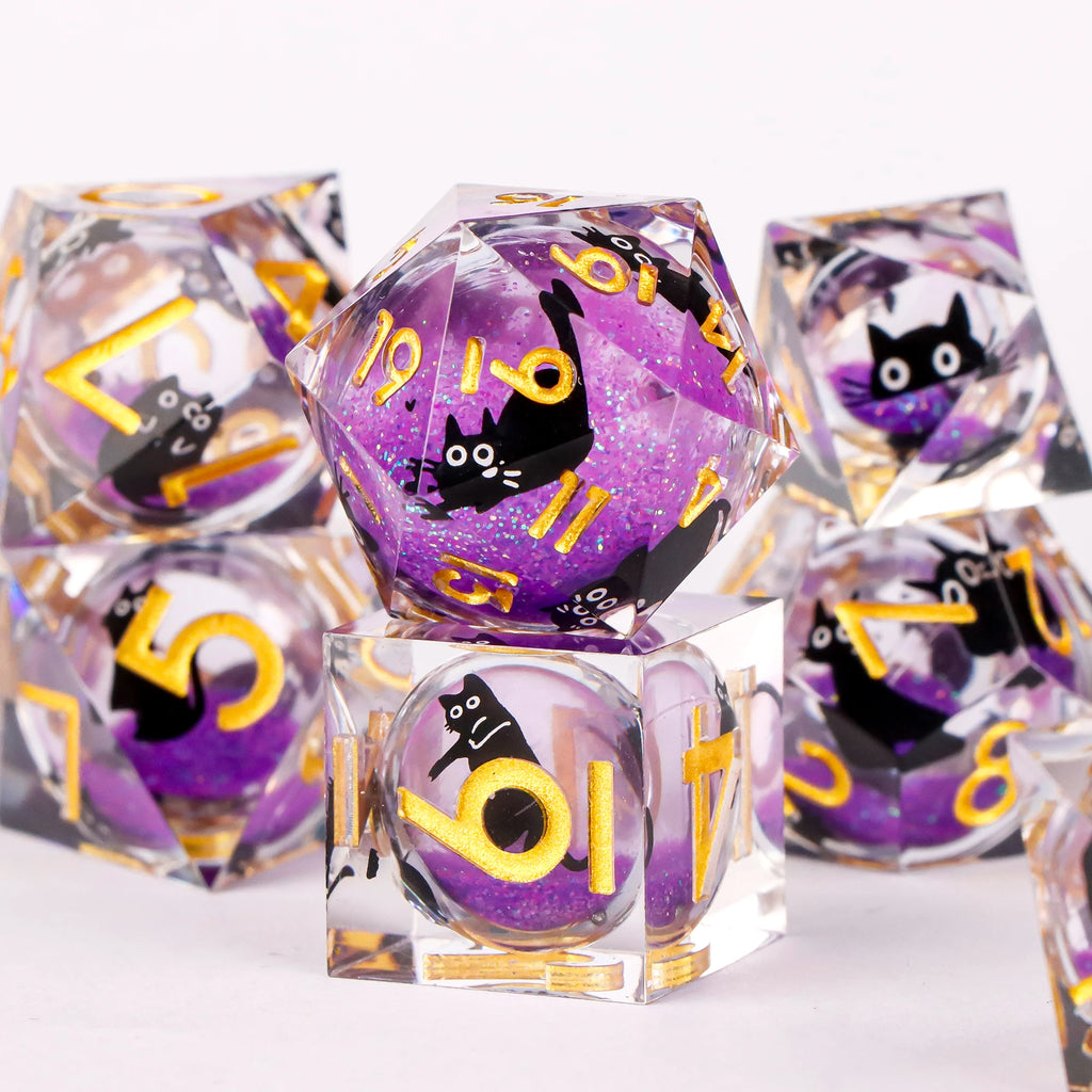 Blue Resin D&D Dice Set 7pcs Polyhedral Dice for Dungeons and Dragons, RPG Dice Role Playing Games D4, D6, D8, D10, D12, D20