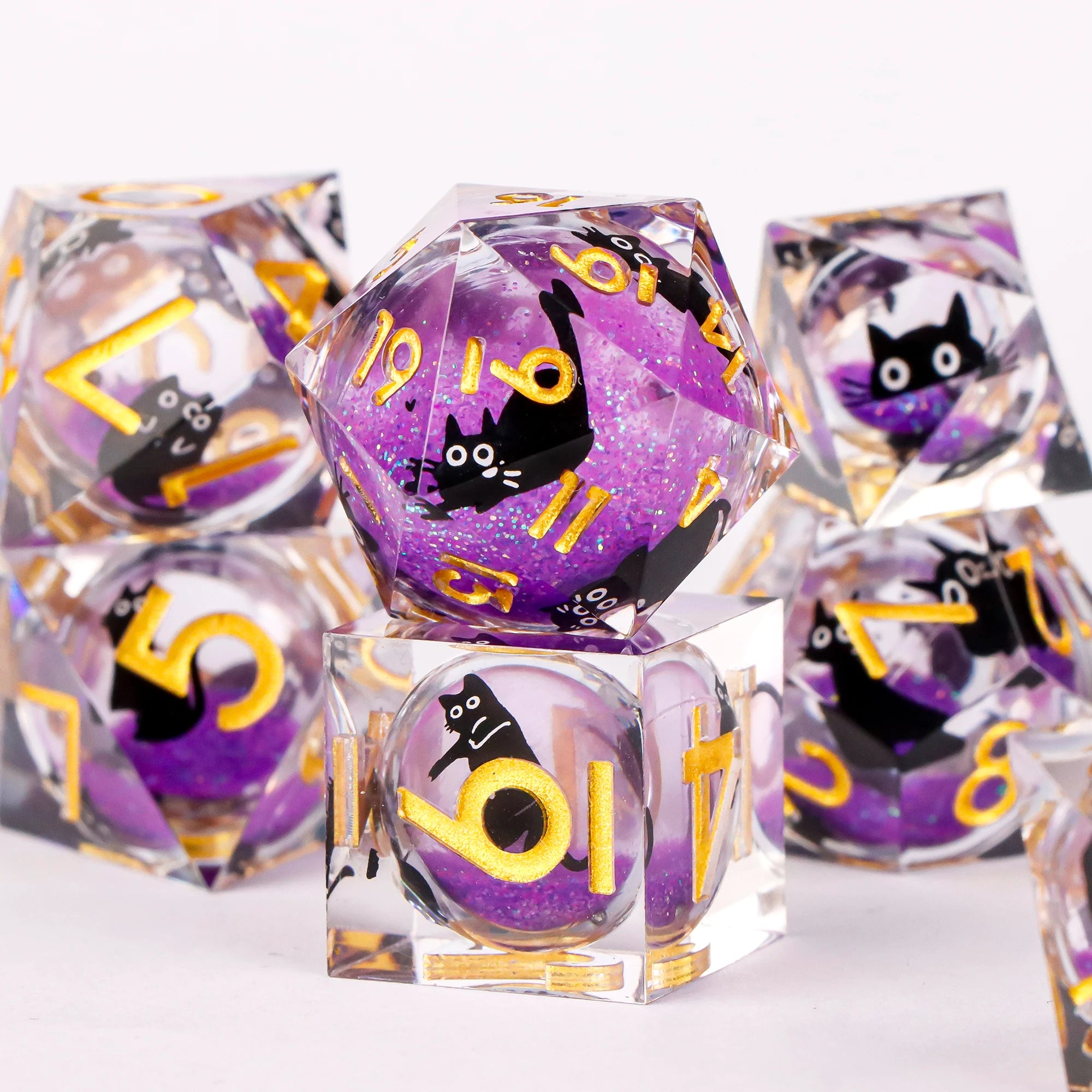 Blue Resin D&D Dice Set 7pcs Polyhedral Dice for Dungeons and Dragons, RPG Dice Role Playing Games D4, D6, D8, D10, D12, D20
