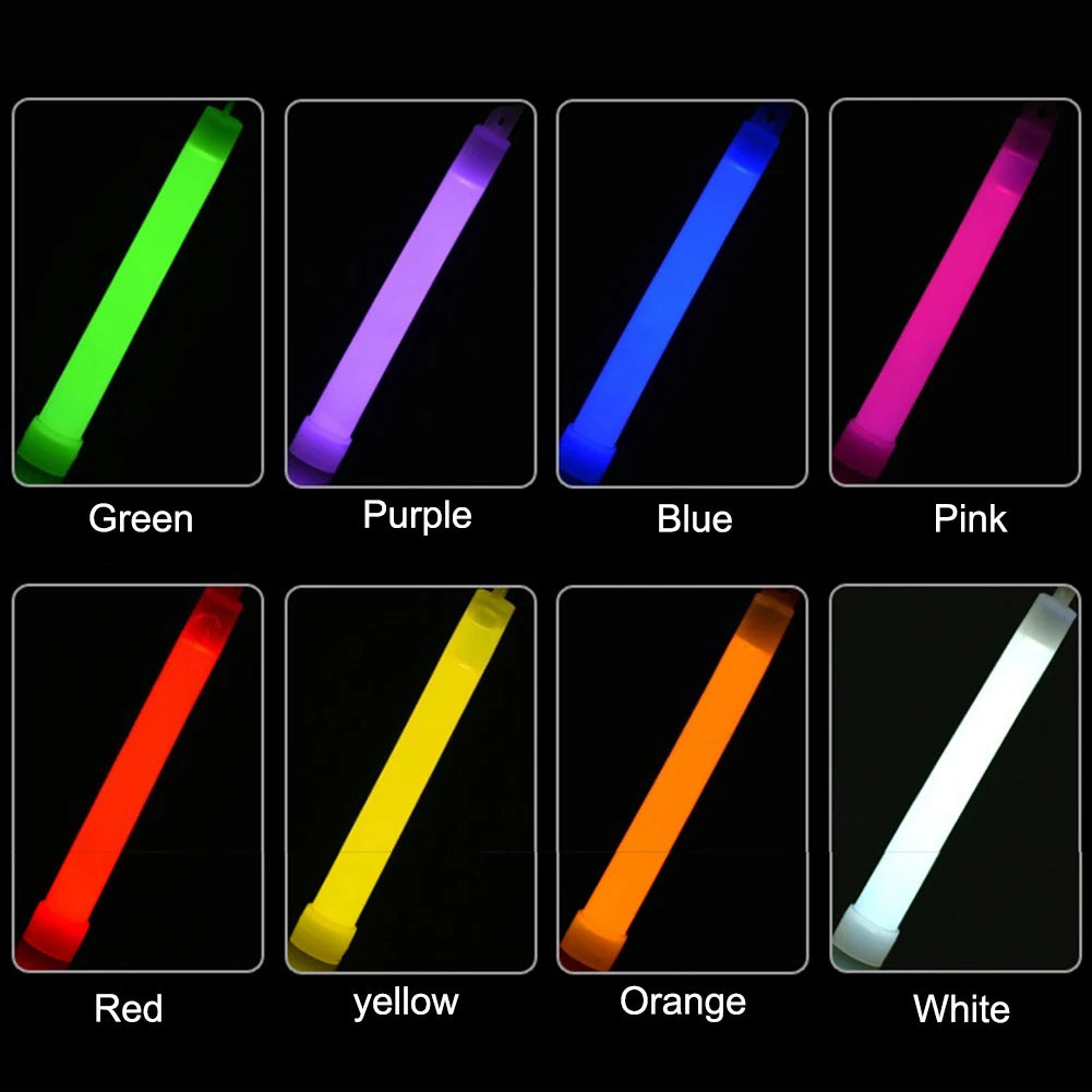 10pcs Camping Glow Sticks Waterproof 6 Inch Concert Party Light Stick with Hook  Hiking Camping Equipment