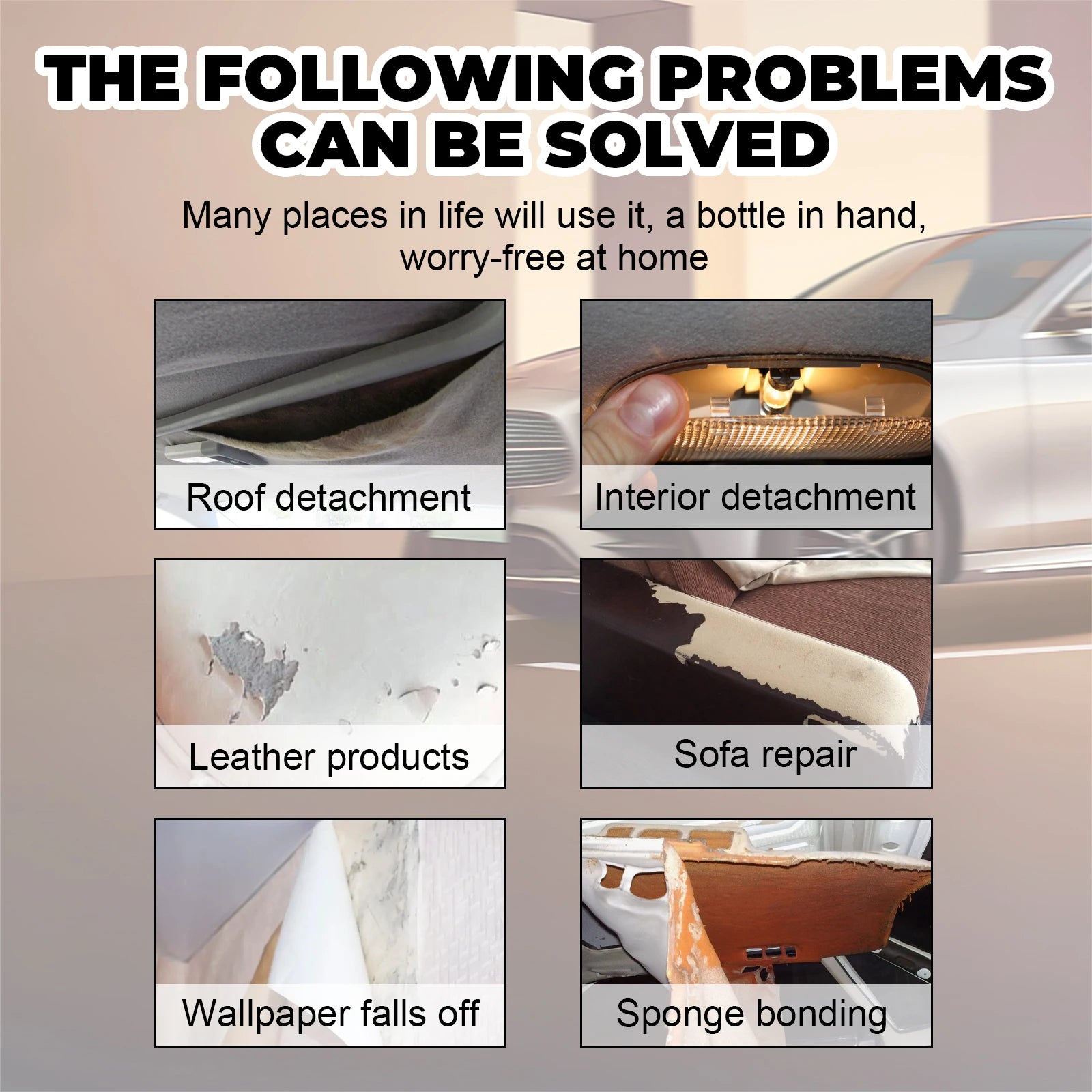 Car Headliner Adhesive Glue High Temperature Resistant Glue for Fabric Foam Fast Drying Strong Bond for Roof Lining Visor 100g