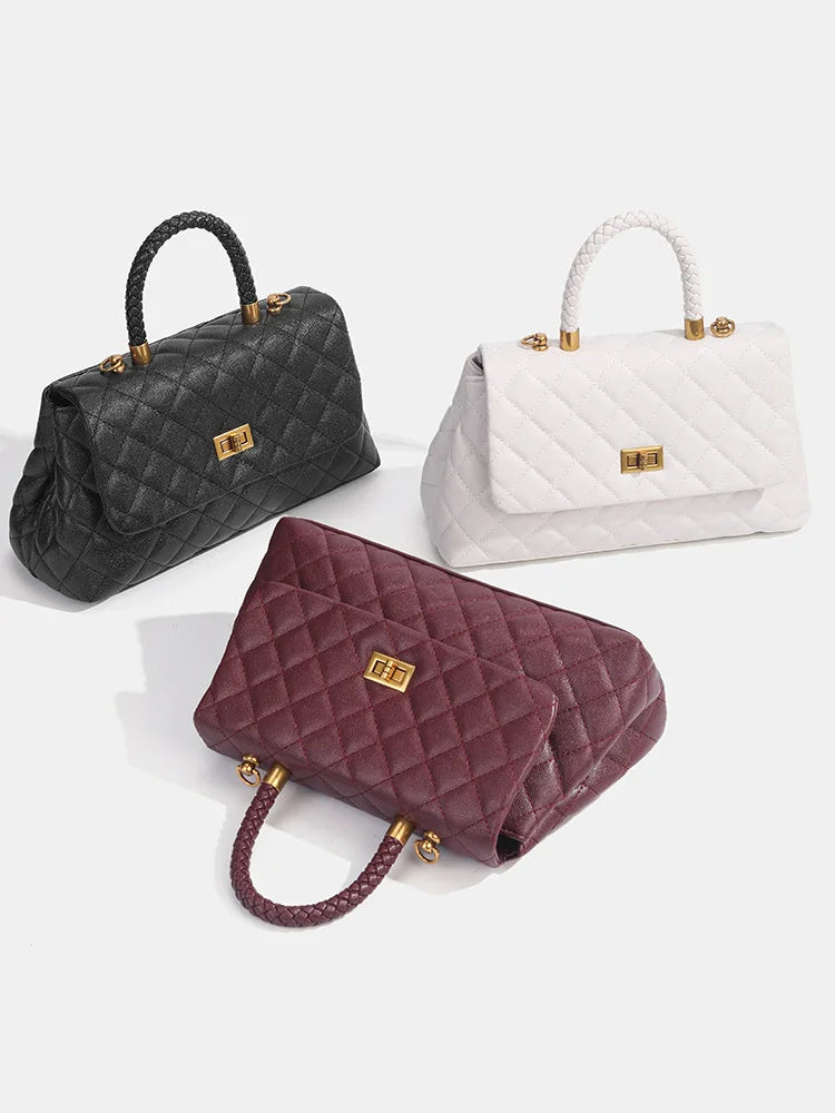 Women's New High-end Versatile Diamond Grid Chain Shoulder Niche Design Carrying Crossbody Bag