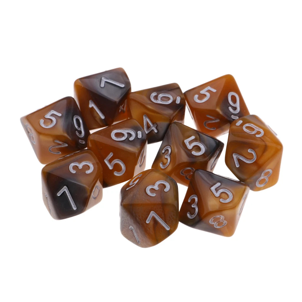 MagiDeal 10pcs 10 Sided Dice D10 Polyhedral Dice for Table Games for Pub Club Games Supplies Dungeons and Dragons Table Games