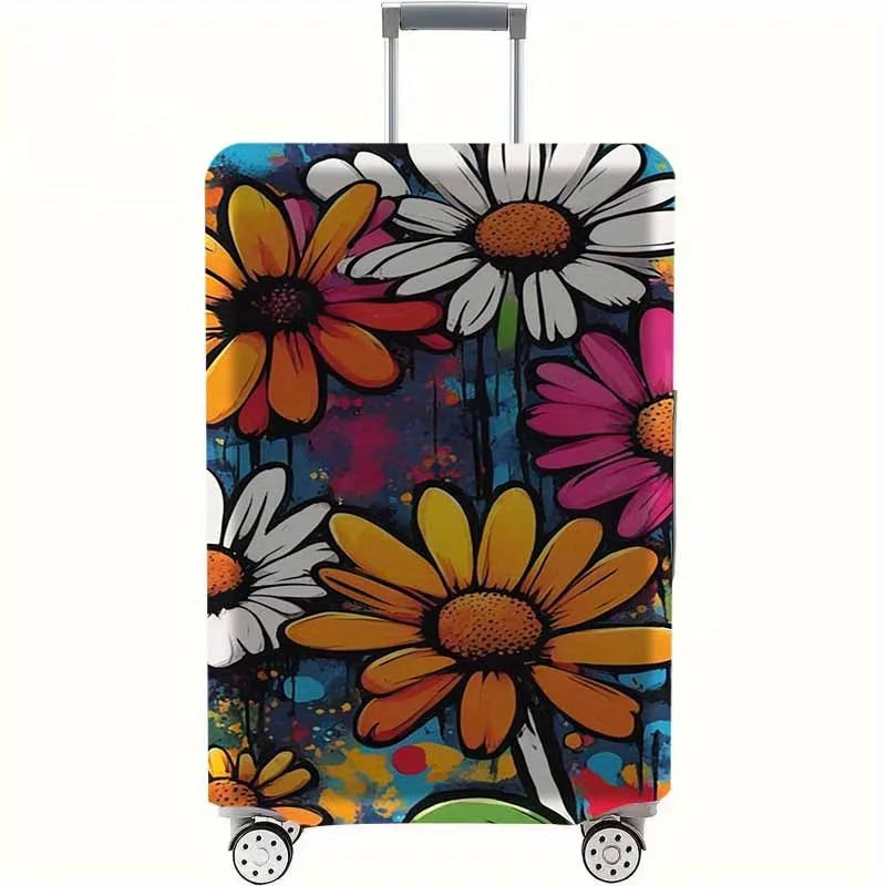 Daisy-patterned luggage cover—a dust-proof and stretchy travel accessory suitable for suitcases ranging from 18 to 32 inches