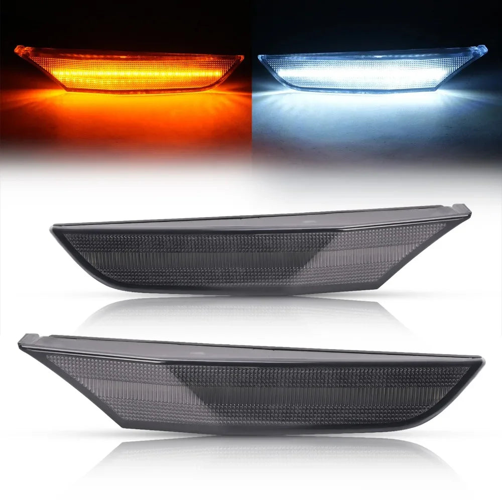 For Infiniti G35 01-06 Front Bumper Signal LED Side Marker Lights Smoke Lens