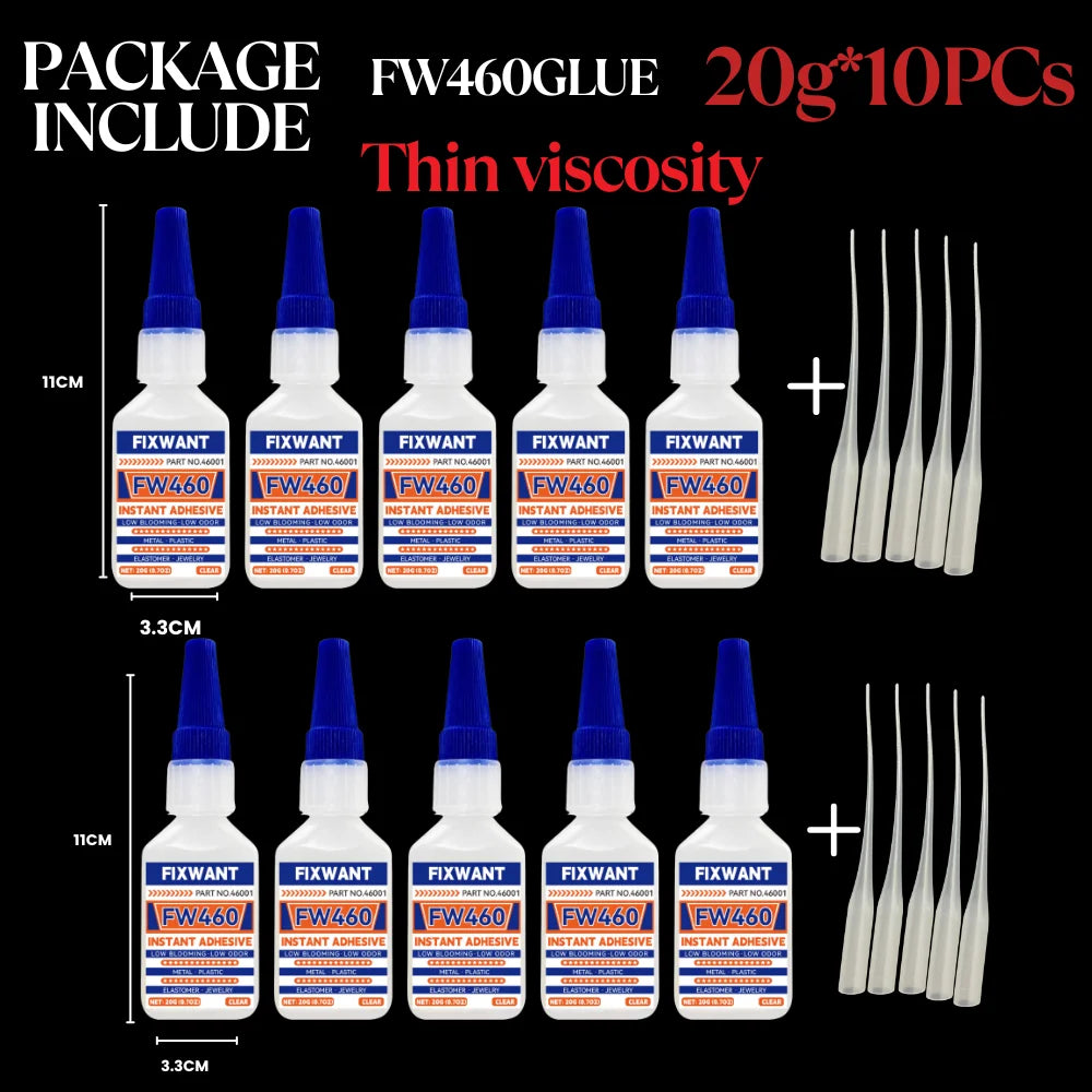 Low Blooming Instant Adhesive 20g - Low Odor Clear Non-Whitening Super Glue for Acrylic, Glass, Transparent Plastic & Jewelry