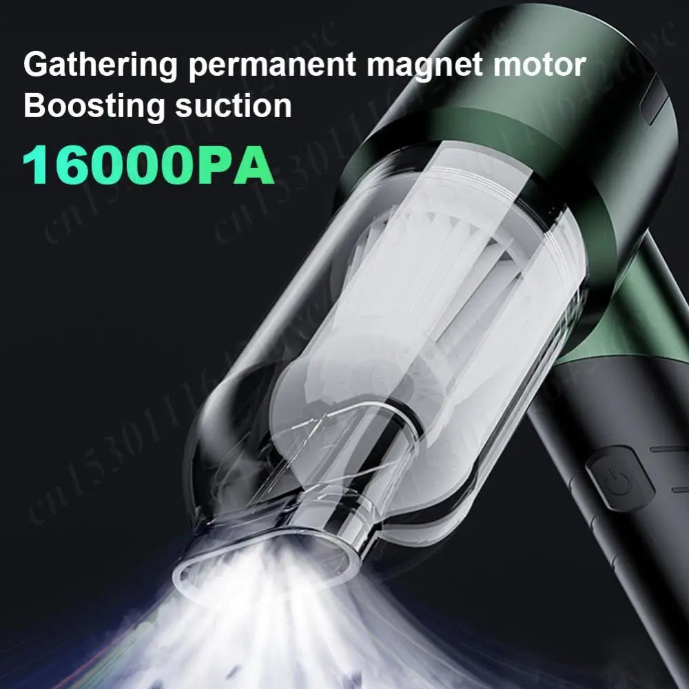 16000Pa Wireless Car Vacuum Cleaner 100W Mini Vacuum Cleaner Dual Use USB Dust Catcher Handheld Dust Cleaner for Home Cleaning