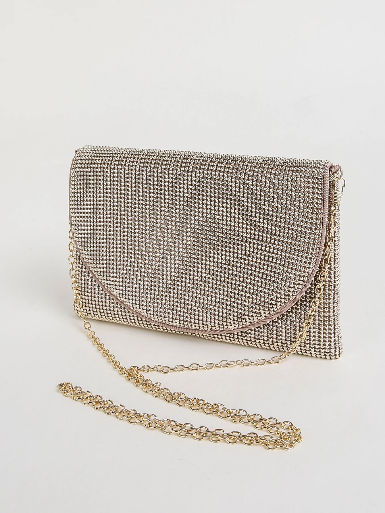 Clutch Chain Mesh Purse Evening Bag for Women, Elegant Chain Mail Evening Envelope Handbag With Detachable Chain Elegant