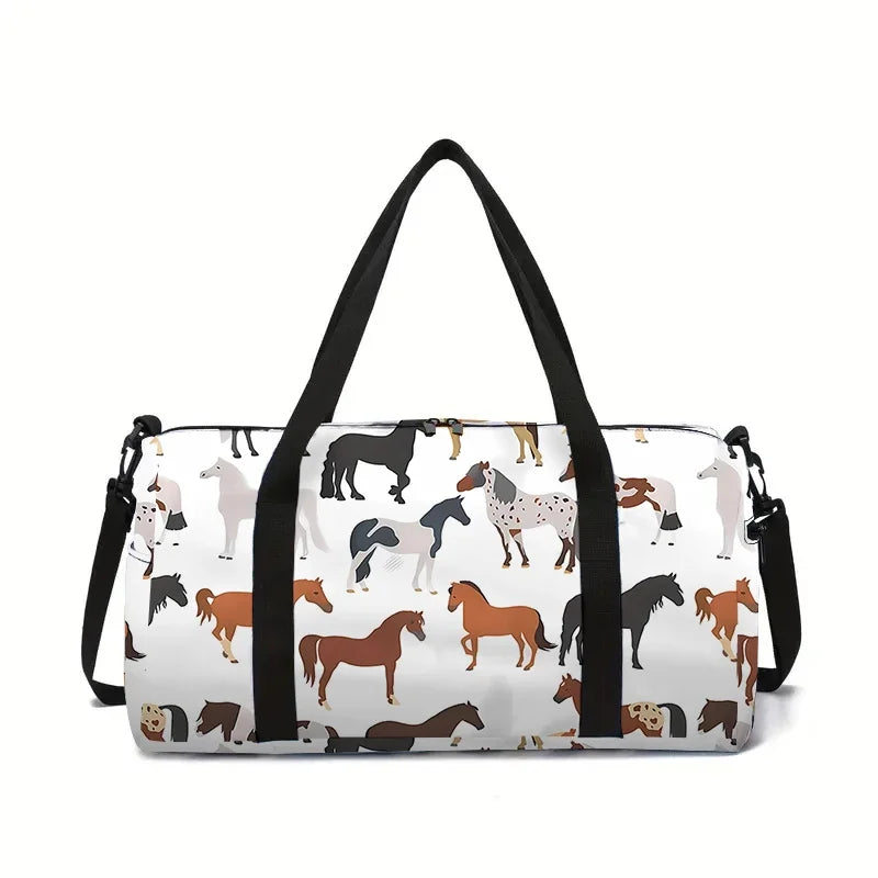 Cartoon Animal Horse Large Capacity Luggage Bag for Boy and Girls Best Gifts 2D Cartoon Travel Duffels Hand Bag for Children