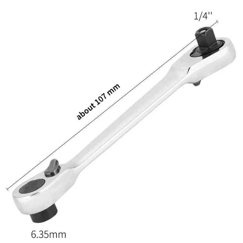 Mini 1/4 inch Double Ended Quick Socket Ratchet Wrench Socket Screwdriver Bit Driver Quick Release Ratchet Wrench Hand Tools