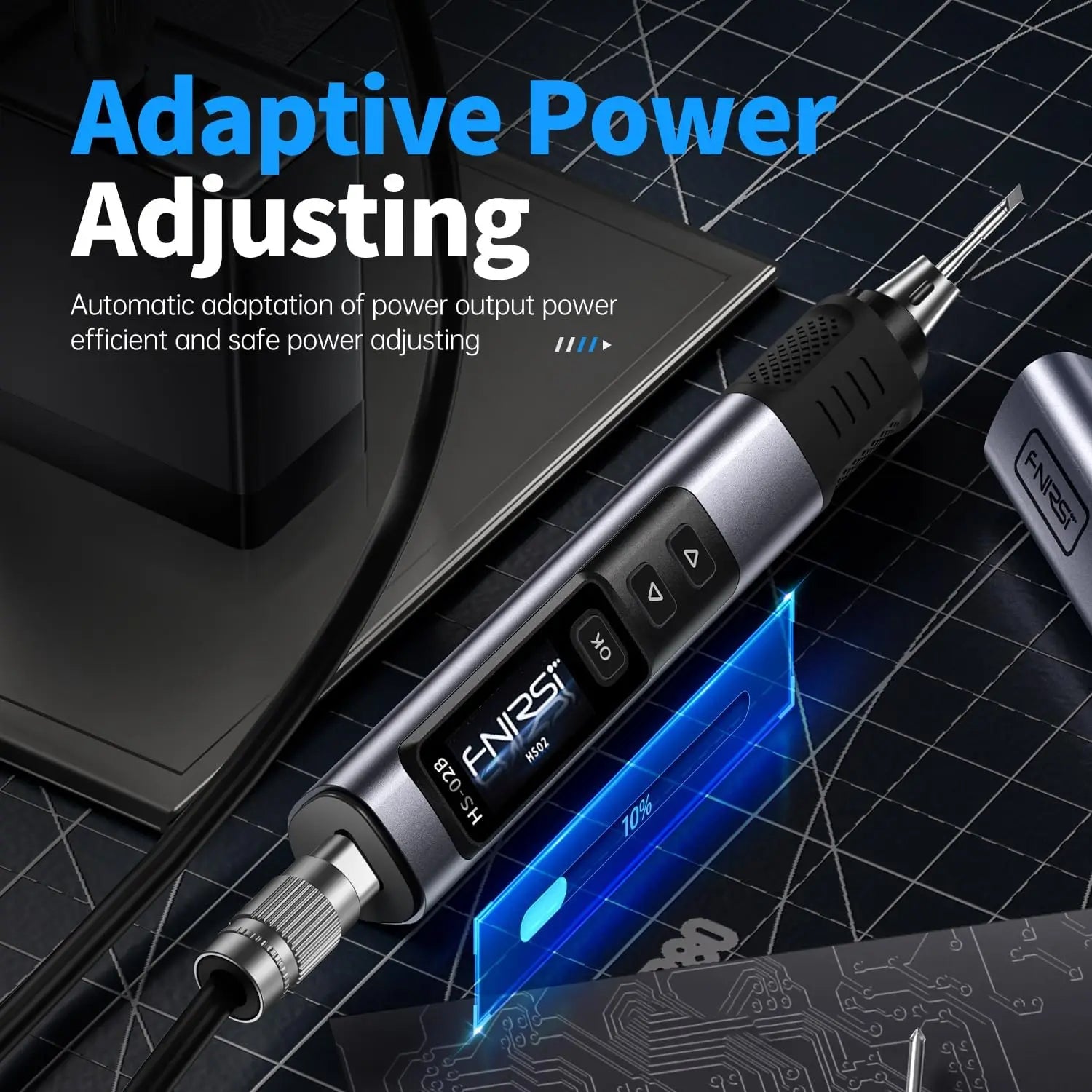 FNIRSI HS-02A 100W Portable Corded Soldering Iron Kit,3S Fast Heating,212-842℉,Pre-set 3 Groups Temperature,6 F245 Solder Tips