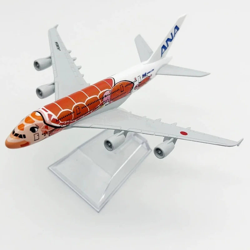 16/20CM A380 ANA Sea Turtle Metal Airplane Model Plane Toy with Display Stand for Adult Aviation Gifts Collection