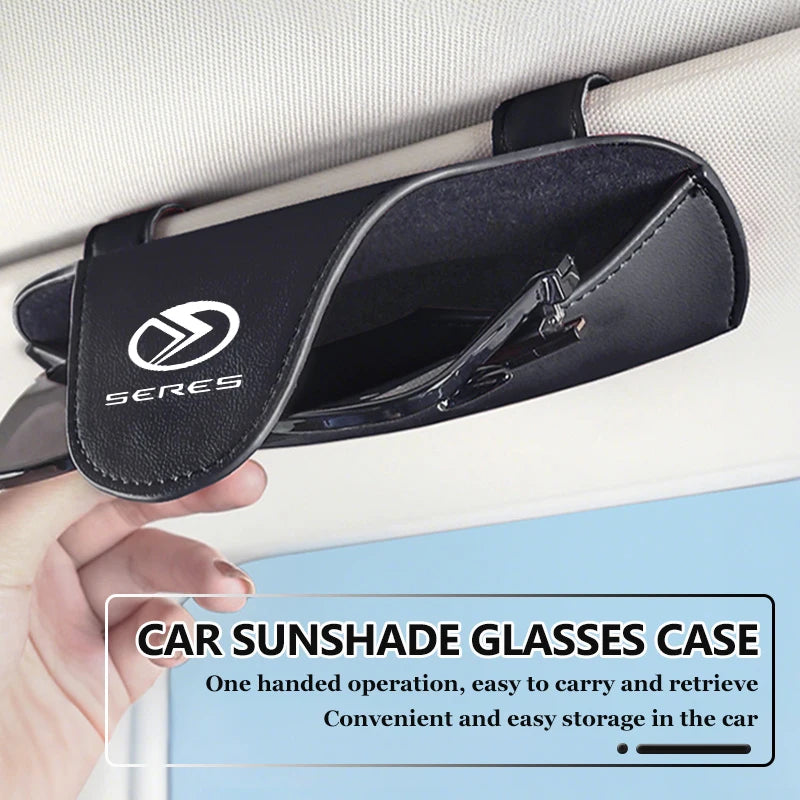 Leather Car Sun Visor Glasses Holder Wear-Resistant Protective Box For Seres M5 M7 2022 2023