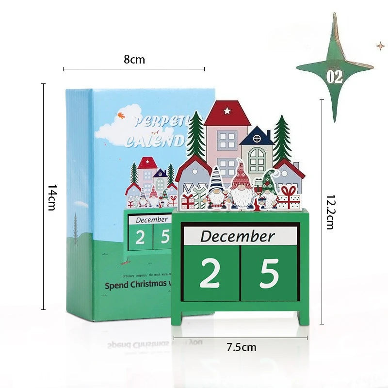 Christmas Countdown Advent Calendar, Days Until Christmas Countdown Desk Wooden Decoration Home Ornaments Office Decor - Santa