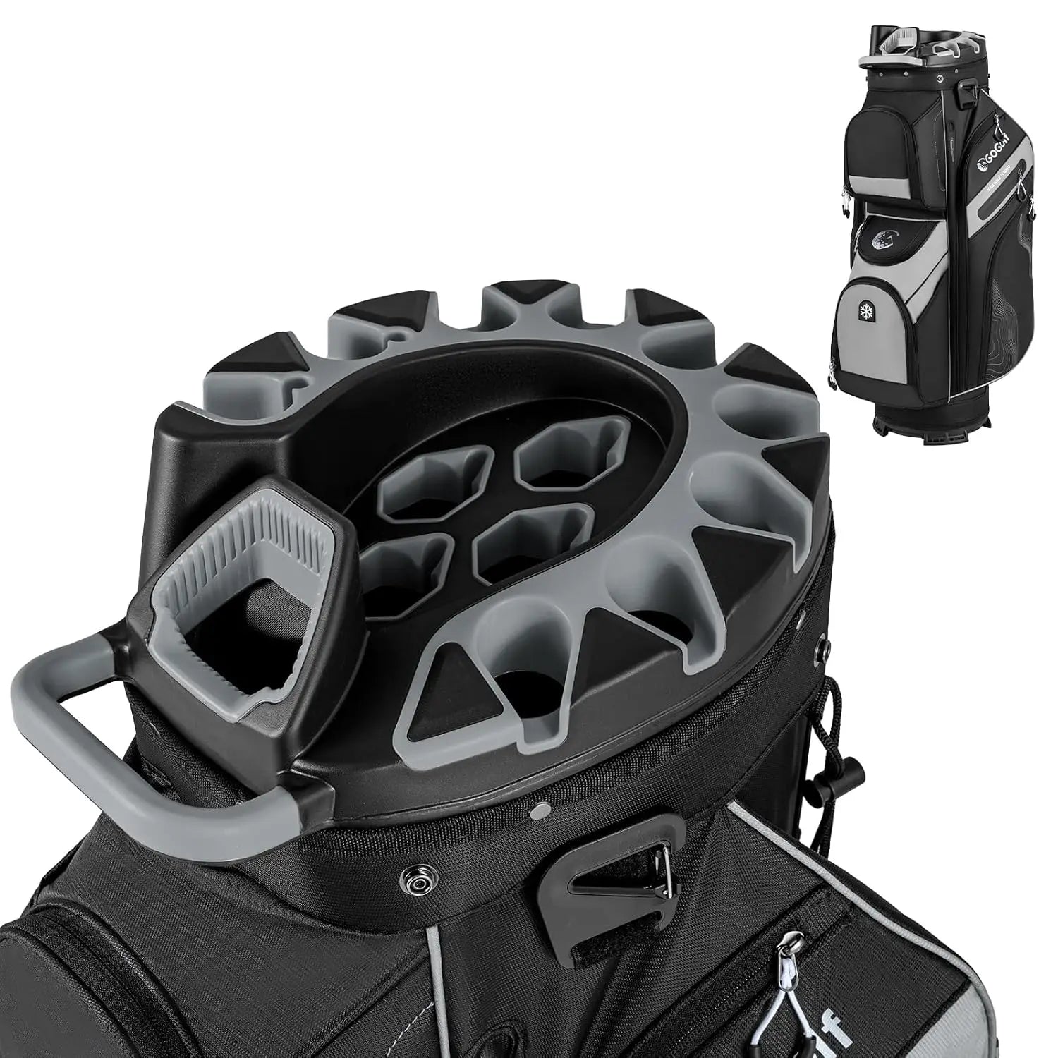 14-Way Full Length Dividers Golf Cart Bag,Molded Lock Top,11 Pockets & Cooler Pocket,Padded Design, Custom