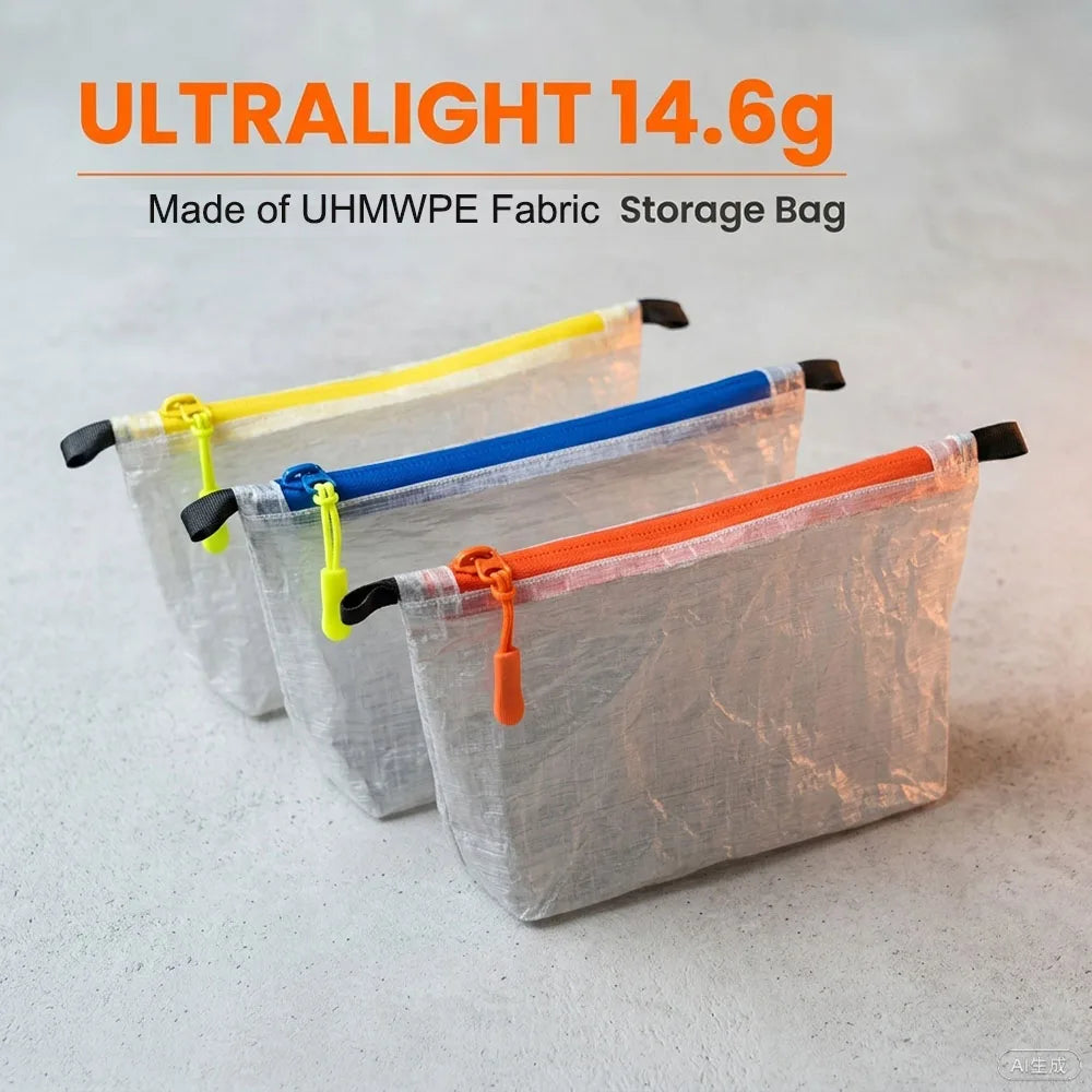 14.6g Outdoor DCF Pouch Passport Key Ultralight Toiletry Sack Bag Zipper Hiking Camping Gear Organizer Storage Bag