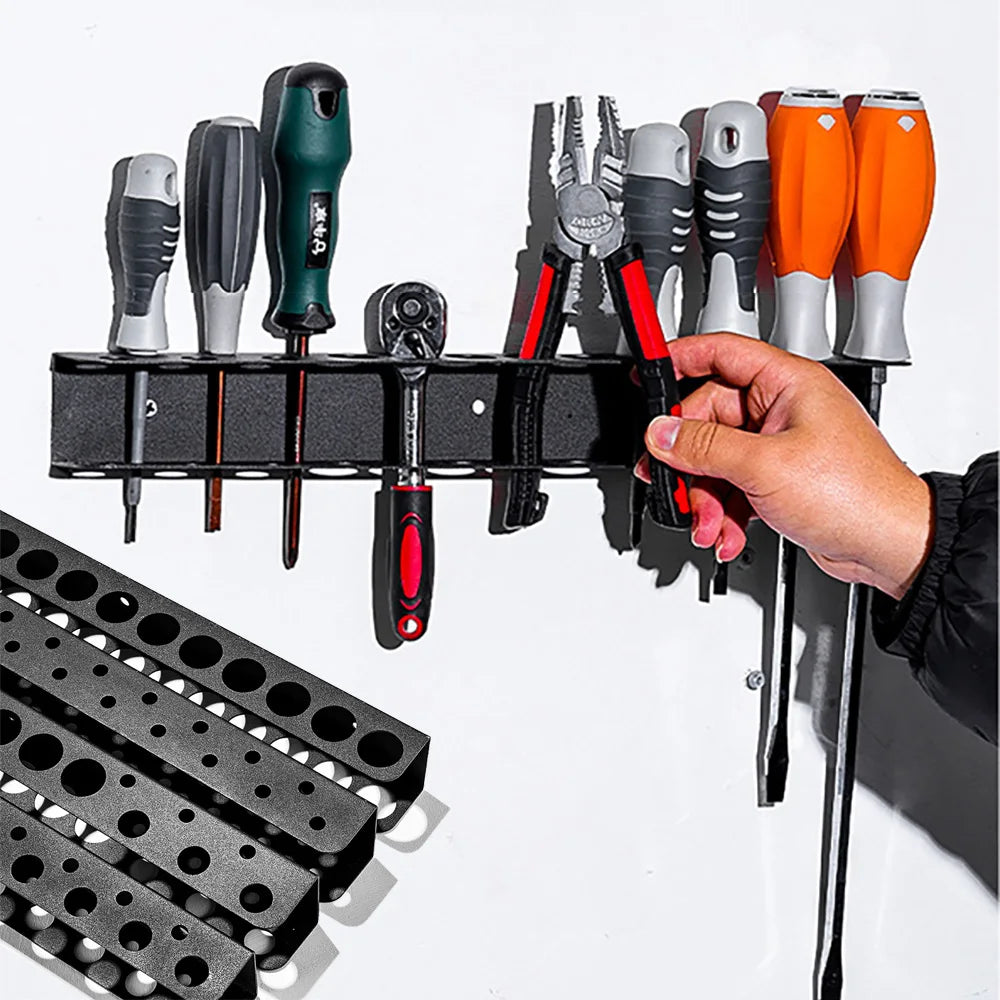 40cm Metal Screwdriver and Pliers Organizer Wall-Mounted Tool Holder Rack with Tool Slots Space-Saving Garage Workshop Storage