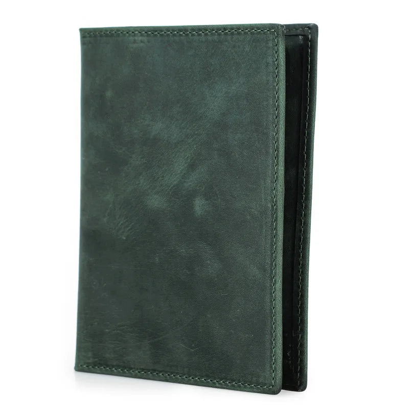 Genuine Cow Leather Passport Holder with AirTag Case - RFID Blocking Travel Wallet, Anti-Lost Pocket & Card Holder for Men Women