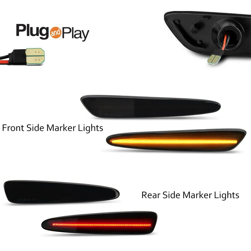 Smoked Lens Front Amber Rear Red LED Side Marker Lights For Chevrolet Corvette C6 2005-2013 Fender Flare Lamp Turn Signal Light