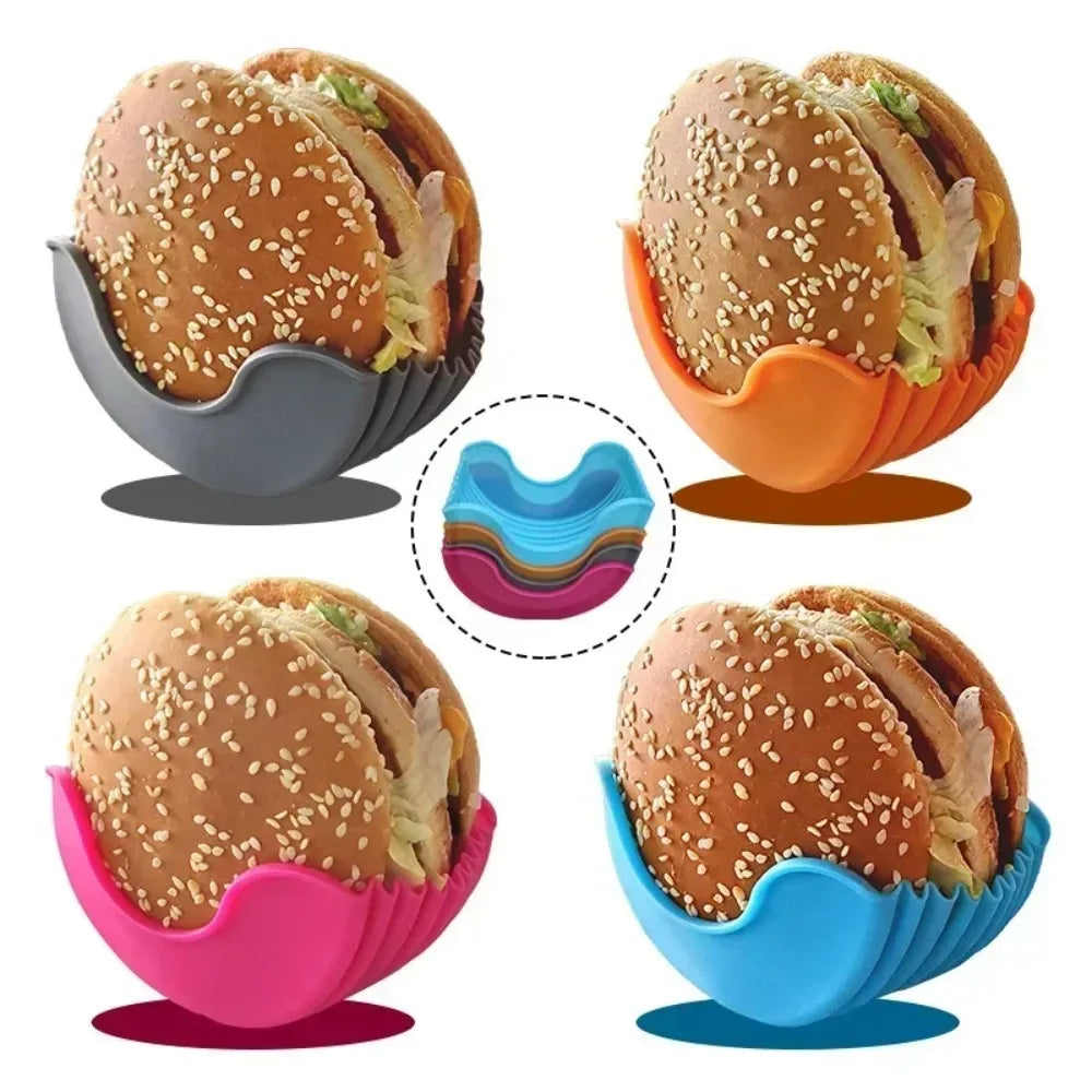1pcs Hot selling silicone burger clip, no contact and anti drop burger fixing box tray