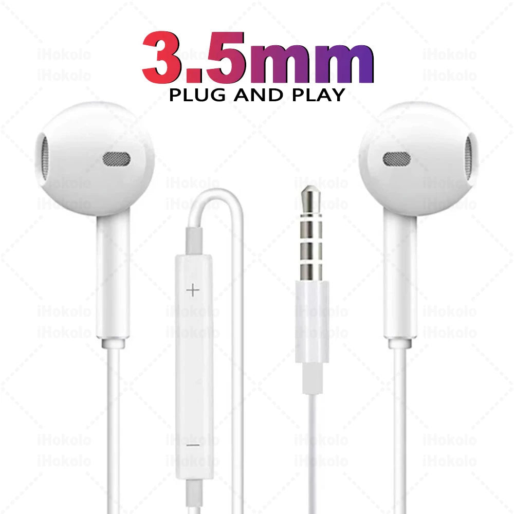 Original Headphones For Apple iPhone 17 16 15 Pro Max 14 13 12 11 USB-C Lightning 3.5mm Wired Earphone X 6 7 8 Phone Accessories