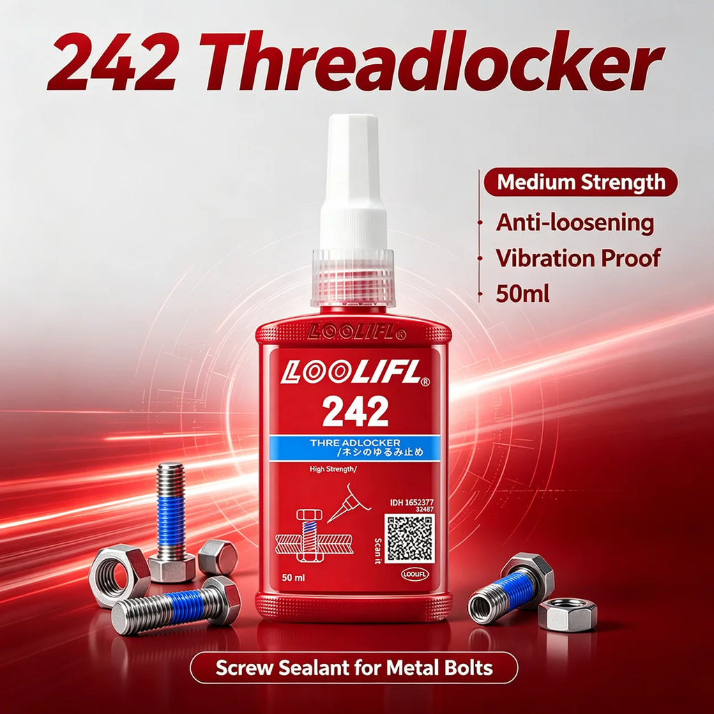 242 Blue 271 Red Threadlocker Adhesive Medium High Strength Screw Lock Sealant Anti-loosening Thread Seal for Metal Bolts Nuts