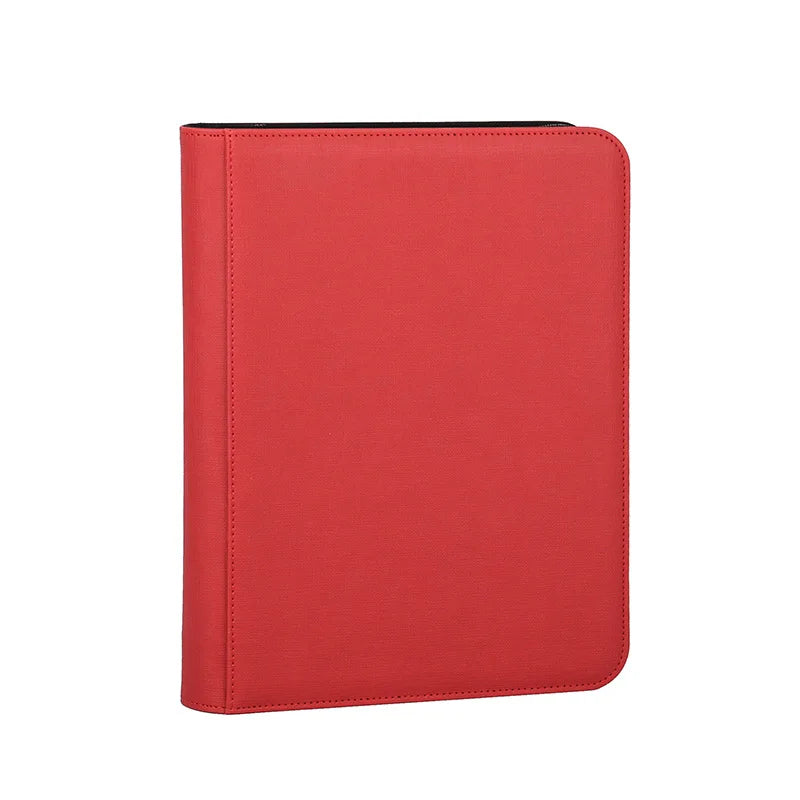 9/12 Pocket Leather Trading Card Album Folder - 360/480 Side Loading Pocket Binder Full Zipper for Game Cards & Sports Cards