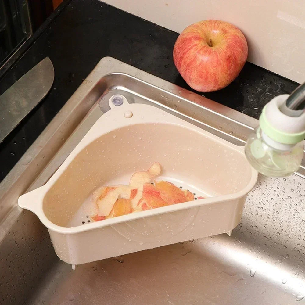 Kitchen Sink Drain Basket Stainless Steel Triangle Food Vegetables Peel Egg Filter Storage Organizer Kitchen Shelf Rack Drainier