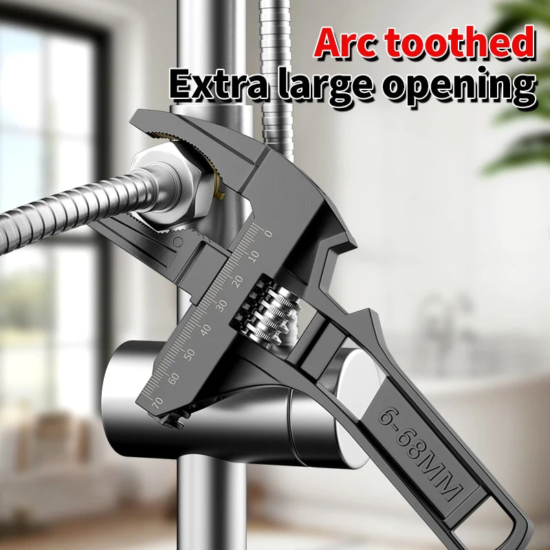 Dual-Use Aluminum Alloy Sink Wrench Adjustable Large Opening Universal Bathroom Faucet Wrench Plumbing Installation Repair Tool