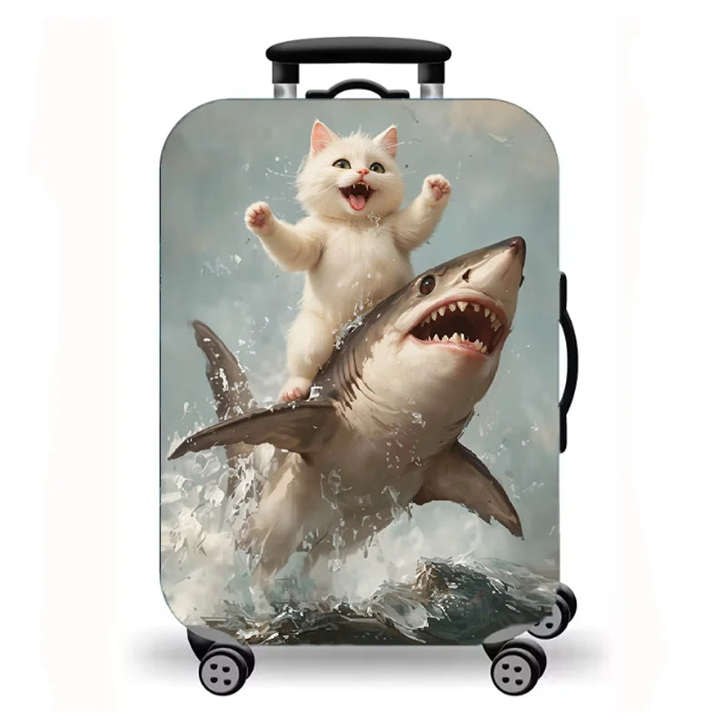 Luggage Cover, Ocean Animal Print Stretch Suitcase Protector for Travel, 5 Styles Koi Dolphin Cat Design