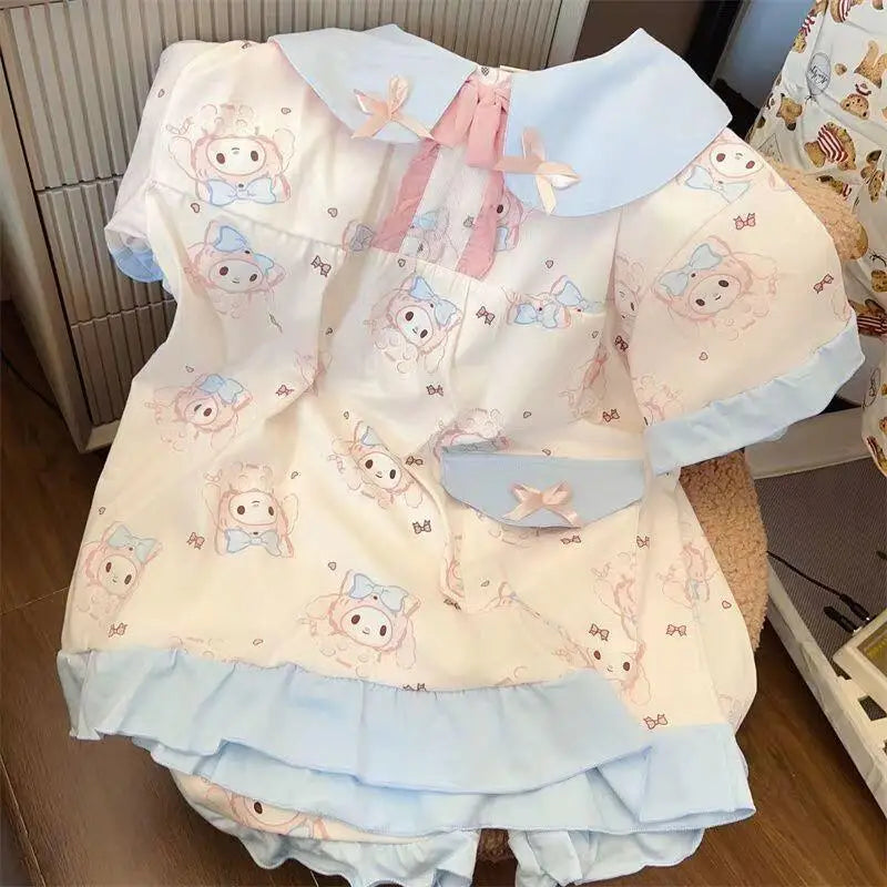 Pajama Set My Melody 2026 Summer New Women's Short Sleeved Shorts Beautiful Girls Can Wear Outerwear Home Clothes Set Cute Sweet