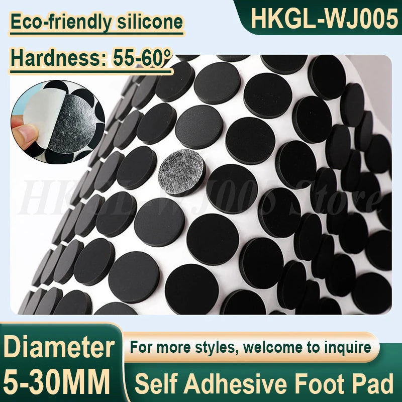 Black Self Adhesive Silicone Rubber Feet Pad Furniture Foot Pad Round Anti Slip Pad for Laptop Keyboard/Furniture Dia 5-30mm