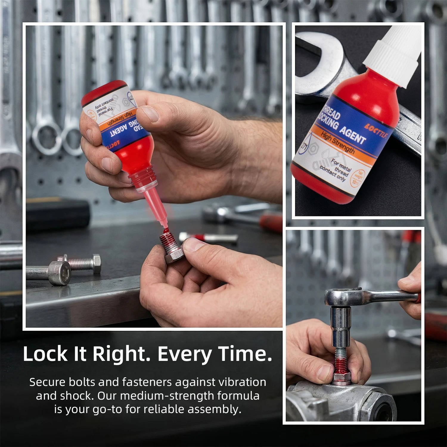 10ml Threadlocker 271Red High-Strength Thread Locker Screw Adhesive Lock Tight Seal Fasteners Anaerobic Curing Metal Glue
