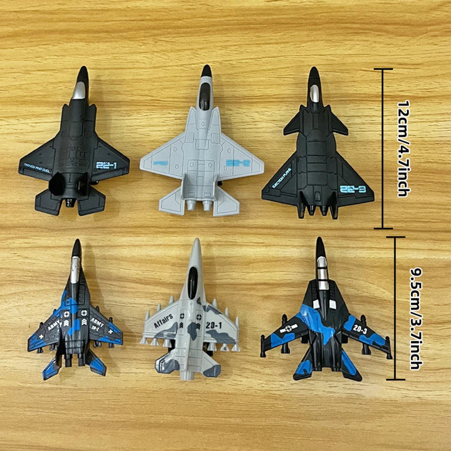 6pcs Fighter Jet Model, Aviation Aircraft Combination Toy, CHILDREN'S Inertial Sliding Toy, BOY'S Home Decoration Display