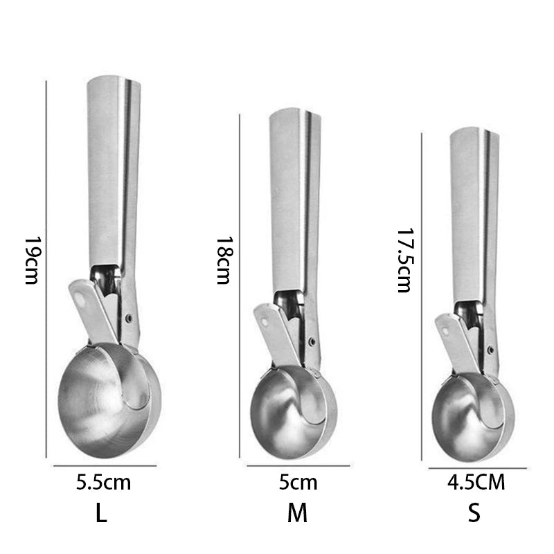 Stainless Steel Ice Cream Spoon Multifunctional Spoon for Ice Cream Dual-Purpose Scoop Fruit Watermelon Spoon Ball Scoop BJL001