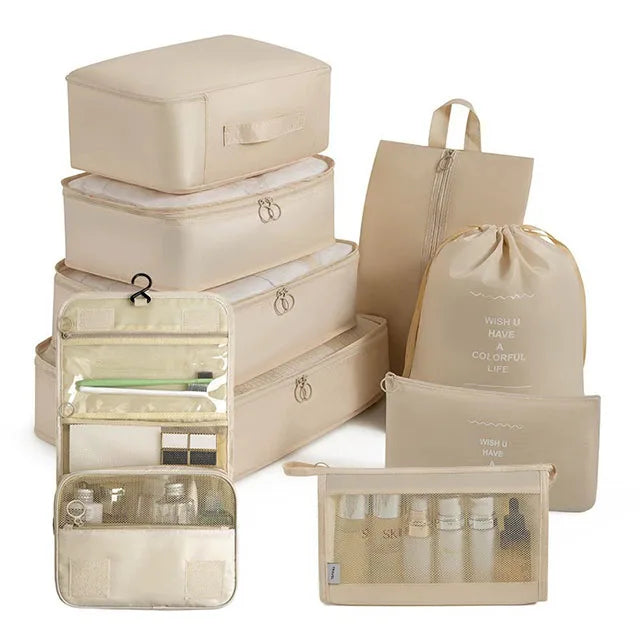11Pcs Travel Packing Cubes Set Waterproof Luggage Organizer Drawstring Storage Bags for Clothes Shoes Underwear Cosmetic