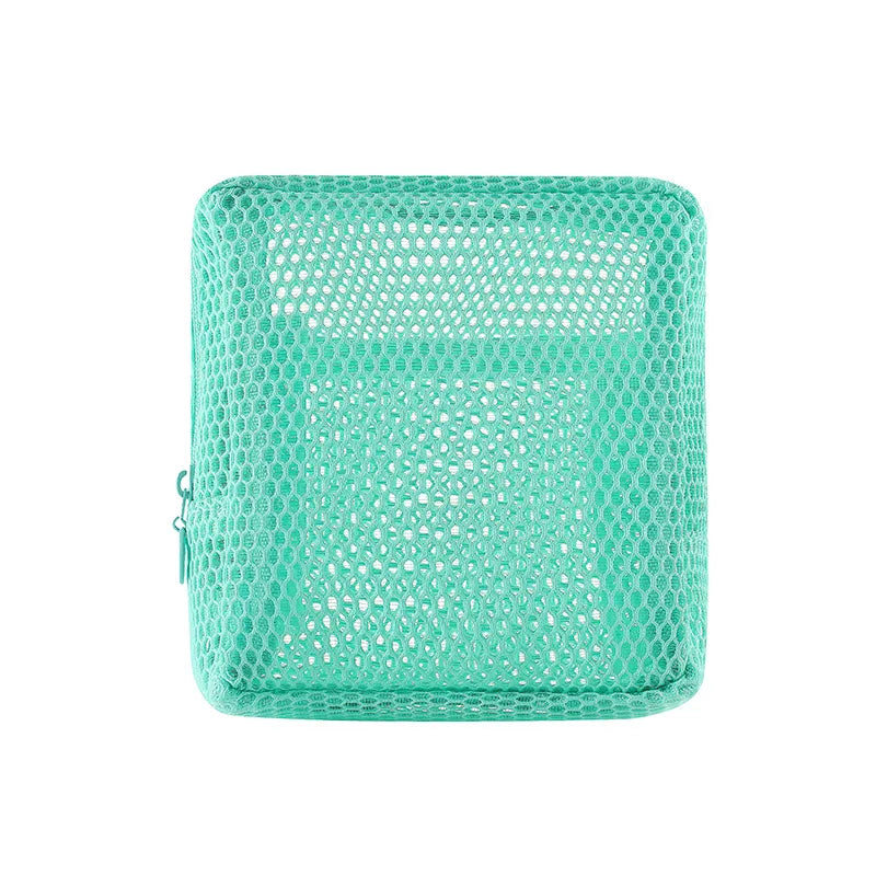 Square Mesh Cosmetic Bag Portable Lipstick Cosmetic Storage Bag with Zipper Multi-purpose Sundries Storage Bag Cute Student Case