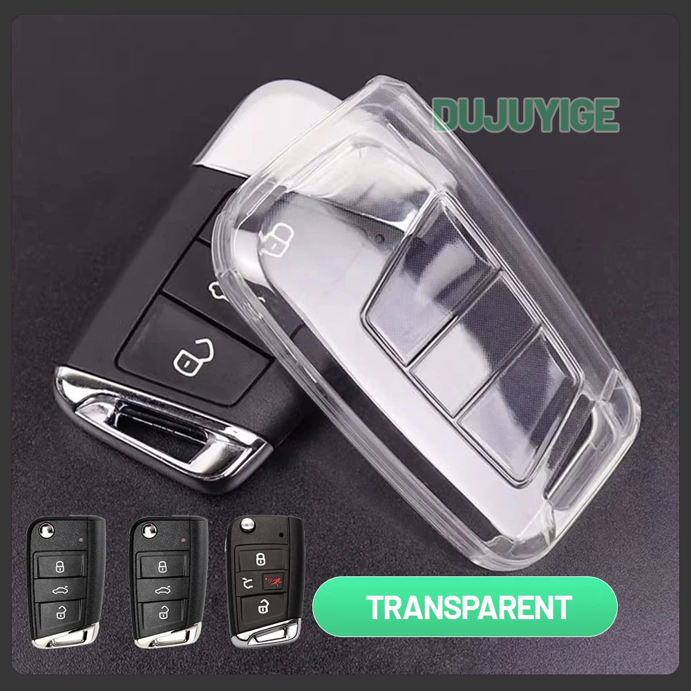 Clear TPU Car Key Case For Audi A1 GB 2018-2025 Key Fob Cover Protector Shell Auto Accessories 2019 2020 2021 2022 2023 2024