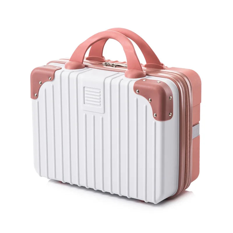 Portable Mini Luggage for Women, Lightweight Cosmetic Bag, Carry-on Travel Case with Lock