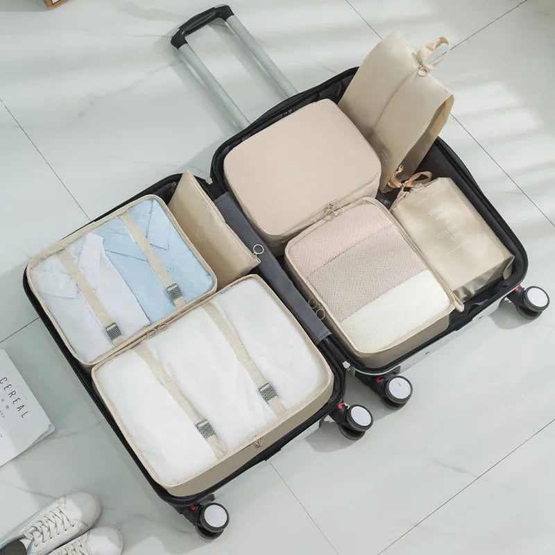 7-Piece Packing Cubes Set - Travel Luggage Organizer Bags for Clothes, Shoes & Blankets, Suitcase Storage Pouches