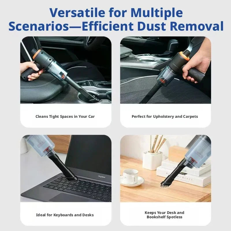2-in-1 Suction Blower Car Vacuum Wireless Rechargeable High Power Handheld Portable Cleaner for Car Home Interior Daily Cleaning