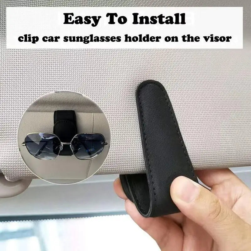 Magnetic Car Sunglasses Holder Clip, Premium Suede Leather Anti-Slip Glasses Organizer, Easy To Install Sun Visor Clip