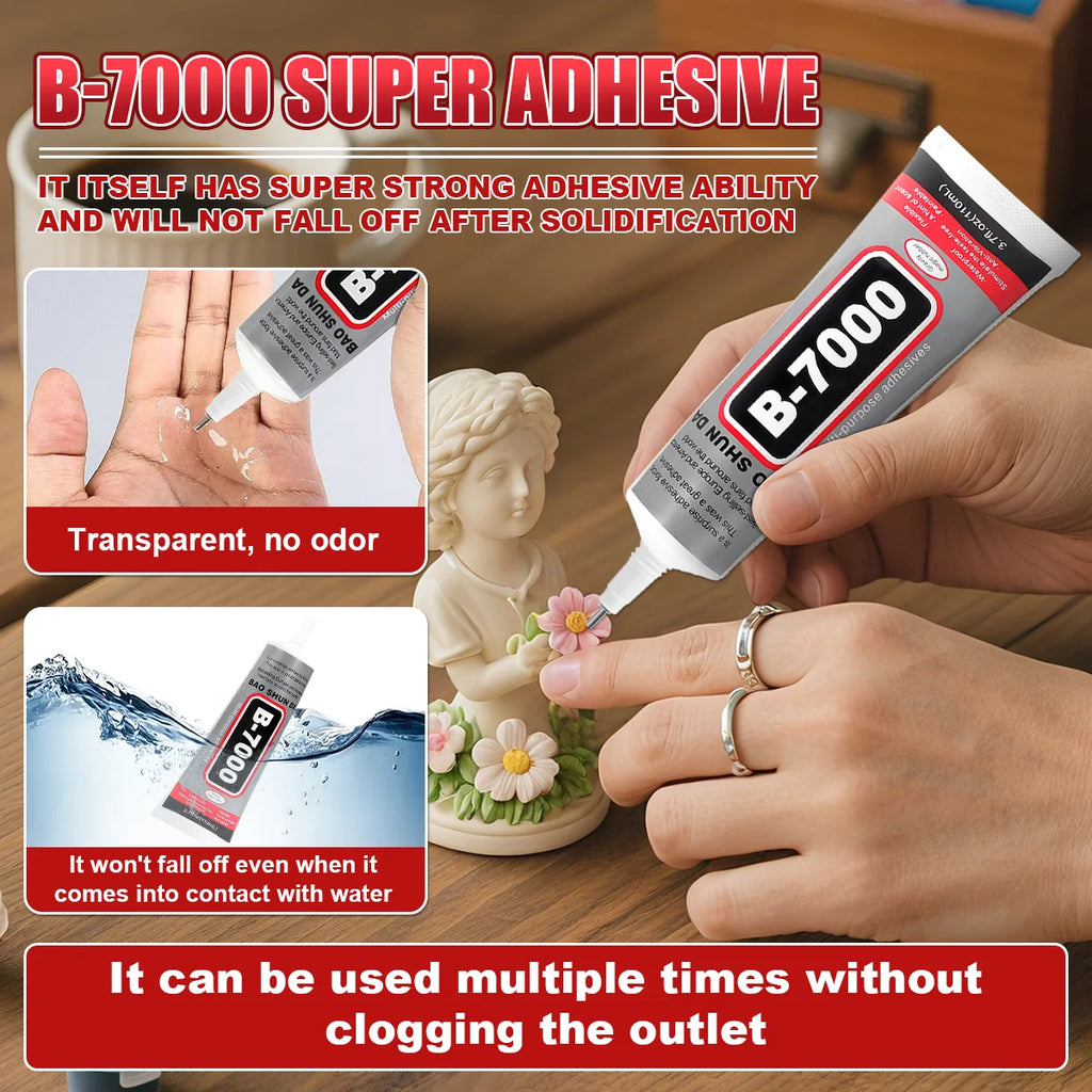 B-7000 15ML Transparent Super Glue B7000 Jewelry Craft Fabric Shoes DIY Adhesive, With Jewelry Crafting Kit,Precision Applicator