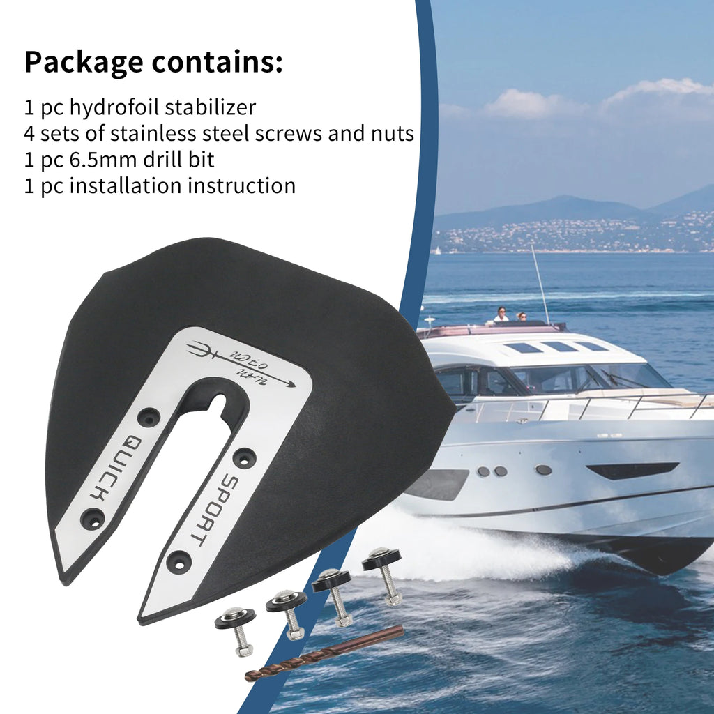 Sport 200 Whale Tail Hydrofoil Stabilizer Compatible with Outboard Most Brands 8 to 40 HP Boat Engine Part